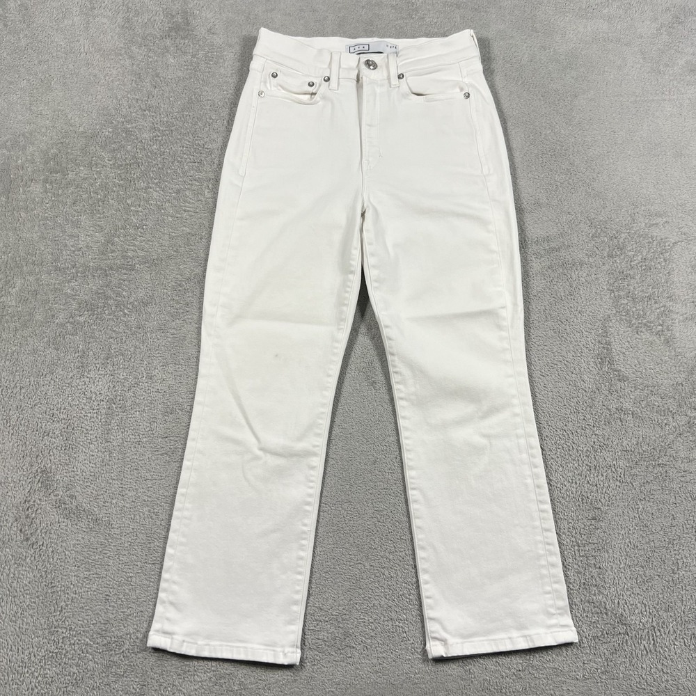 AYR The Pop Jeans Womens 27S Short White Denim Straight Leg 24" Inseam